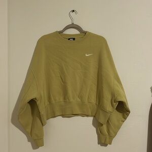 yellow cropped nike sweatshirt